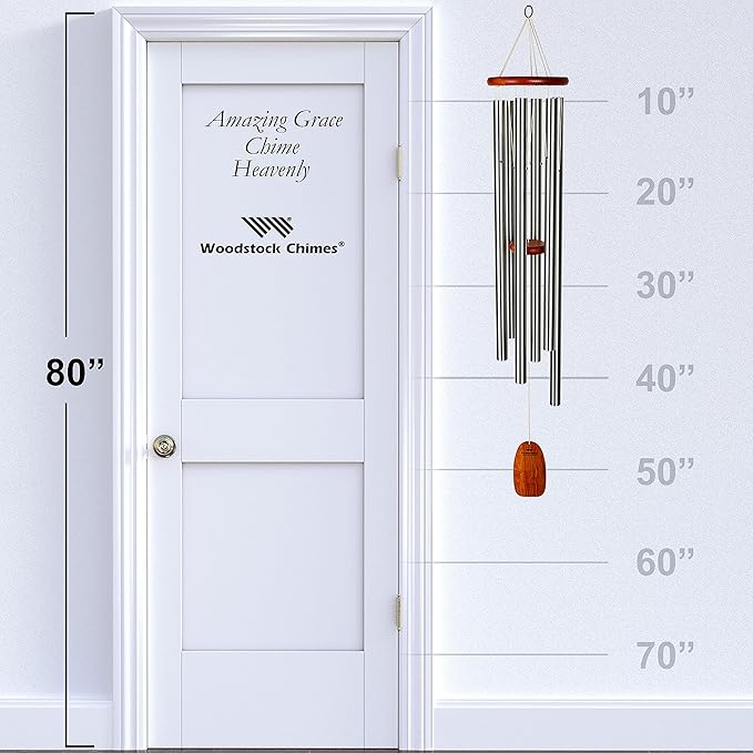 Woodstock Wind Chimes for Outside Amazing Grace, 53" Outdoor Windchime Garden Patio Decor, Front Porch Spring Decor, Memorial Sympathy Wind Chimes Gift, Heavenly Chime (AGXLS)