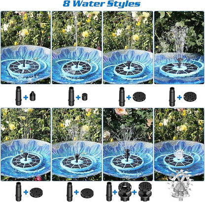 AISITIN 3.5W Solar Bird Bath Fountain with Built-in 1800mAh Battery, Solar Water Pump with 8 Nozzles, Solar Powered Fountain for Garden, Birdbath, Pond, and Outdoor Decor