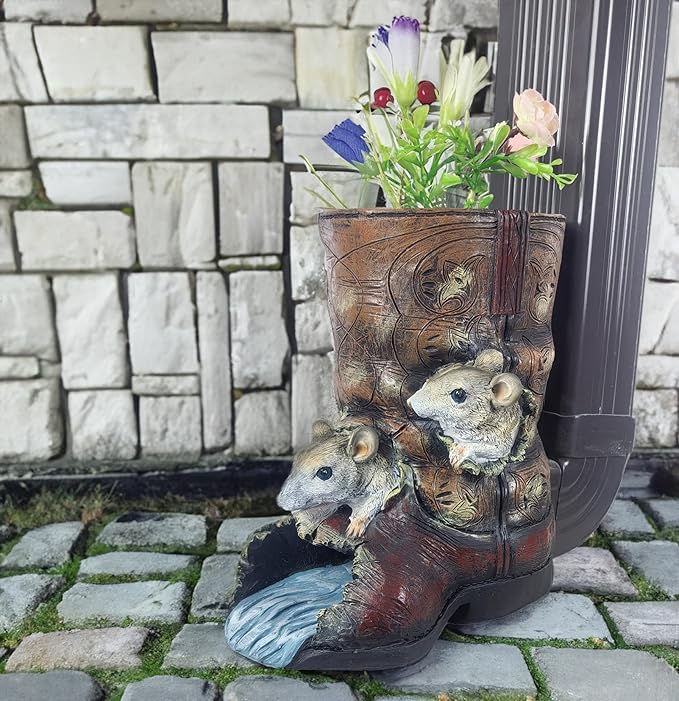 Mouse Sculpture Gutter Diverter Rain,Deco Gutter Extension Downspout,Eco-Friendly Resin Statues Gutter Extender Diverter,Splash Block, Perfect Rain Gutter Downspout Extension for 3"x4" Downspouts