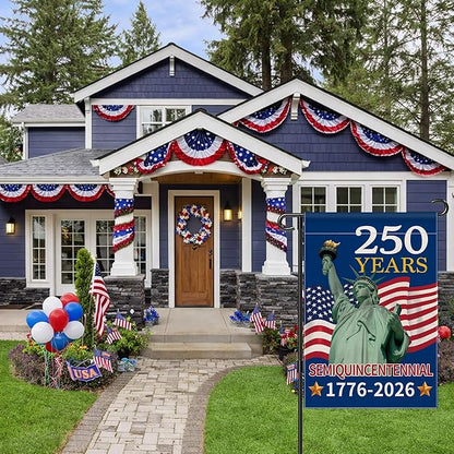 250th Anniversary America Garden Flag, 250 Anniversary USA Flag 1776-2026 Commemorative Patriotic 250 Years Banner 4th of July Yard Sign Double-Sided Waterproof Garden Flag 12x18 Inch