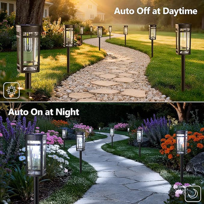 Jyoiat 6 Pack Outdoor Solar Pathway Lights - Solar Landscape Lights Outdoor Walkway Solar Garden Lights for Lawn, Path, Yard Decor (Cool White)