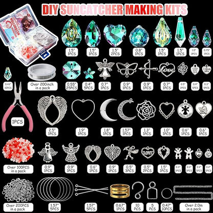 WASTROYAL 10 Sets DIY Suncatcher Kits 500PCS Sun Catchers Craft Kits Heart Suncatcher Ornaments DIY Sun Catchers Kit for Adults Home Wedding Garden Decor Favors Gift for Lover (Love Shape)