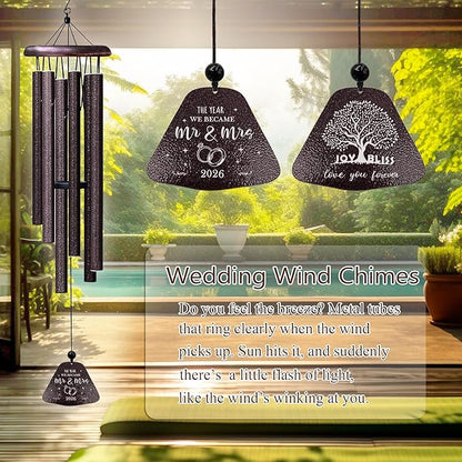 Wedding Gifts, Mr and Mrs Gift 32” Wind Chimes Outside, Wedding Gifts for Couples Newlyweds 2026, Bridal Shower Just Married Gift