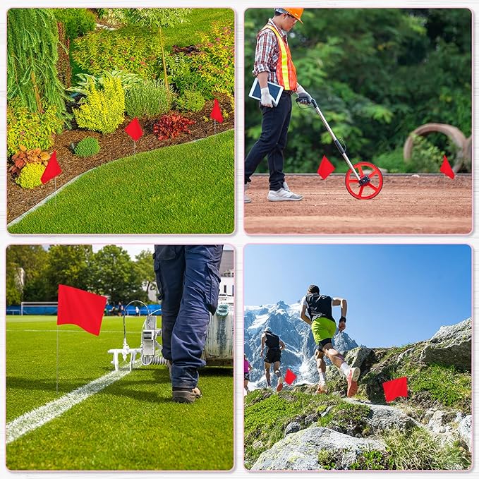 50 Pack Marking Flags Marker Flags for Lawn, IKAYAS 4 * 5 * 15 Inch Red and Blue PVC Small Yard Flags Yard Marking Flags Lawn Flags, Garden Flags, Survey Flags, Irrigation Flags, Landscape Flags