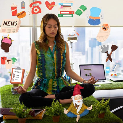 Mood Lab Zen Garden Gnome - Relaxed Yoga Gnome with Middle Finger - 9.25 Inch Tall Outdoor or Indoor Decor