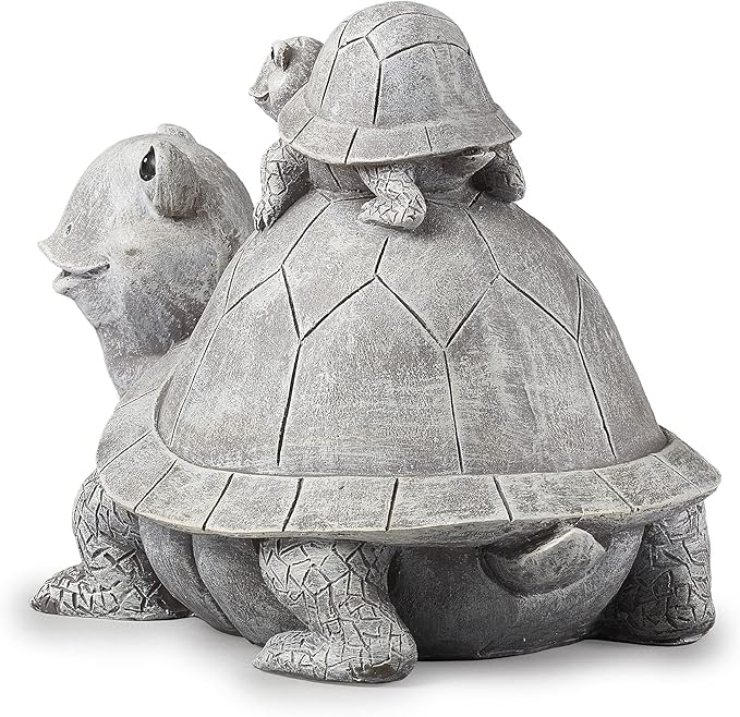 Roman Garden - Turtle and Baby Statue, 7" H, Pudgy Pals Collection, Resin and Dolomite, Decorative, Garden Gift, Home Outdoor Decor, Durable, Long Lasting