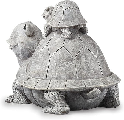 Roman Garden - Turtle and Baby Statue, 7" H, Pudgy Pals Collection, Resin and Dolomite, Decorative, Garden Gift, Home Outdoor Decor, Durable, Long Lasting