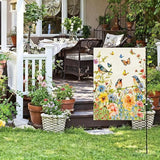 Baccessor Spring Floral Birds Garden Flag Double Sided 12.5x18 Inch Burlap with Clip and Stopper,Flower Butterflies Flag Seasonal Farmhouse Front Yard Lawn Summer Outside Outdoor Decoration