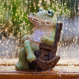 Decorative Crocodile Solar Light, Garden Statue with LED Light Ornament for Indoor Outdoor Home Patio Yard Lawn