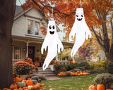 2PCS Halloween Cute Ghost Windsocks Hanging Decorations - 43 Inch Flag Wind Socks for Home Yard Outdoor Decor Party Supplies (No Lights)
