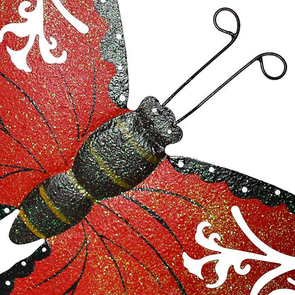 Aecipl Garden Decor Metal Butterfly Stakes Yard Sign Decorative Lawn Art Indoor Outdoor Plant Stake Patio Porch Pathway Backyard Decoration (Red)