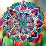 Goolyrusim Wind Spinner Mandala Jasmine, 12Inch Laser Cut Stainless Steel Wind Spinners, 3D Hanging Wind Sculptures for Yard and Garden Decoration Outdoor Decor Ornament, Mandala Gifts for Women Men
