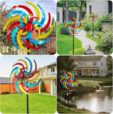Colorful Kinetic Wind Spinner for Outdoor 13" W Metal Windmill Wind Sculptures with 5 Prong Stake, Easy to Rotate Metal Yard Art for Garden Patio Lawn Backyard Decor