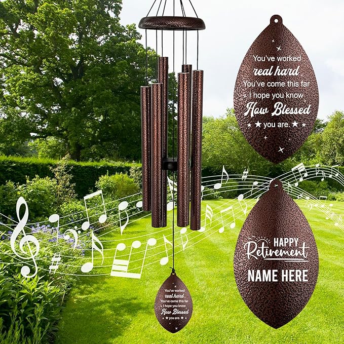 ASTARIN Personalized Happy Retirement Gifts, Custom Name Retirement Wind Chimes for Women Men, Wind Chime Retire Gifts for Co-Workers Boss Friends, Going Away Funny Farewell Gift(Produced in USA)