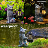 Fox Statue for Garden Decor, Garden Statue with Solar Power Light for Outdoor Patio Porch Lawn Yard Backyard Oudside Indoor Shelf Decoration,Praying Fox Sculptures Gifts for Mom Grandma