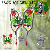 KY&BOSAM Metal Clip Glass Butterfly Suncatcher with I Love You Nana Engraved Tag Real Preserved Dried Flower Window Hanging Ornament Garden Home Wall Decor Mother's Day Birthday Gift for Mom Nana