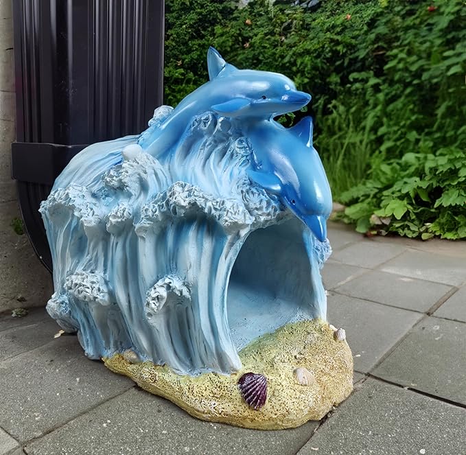 Gutter Diverter Rain,Dolphin Statue Deco Gutter Extension Downspout,Eco-Friendly Resin Sculpture Gutter Extender Diverter,Splash Block, Perfect Rain Gutter Downspout Extension for 3"x4" Downspouts