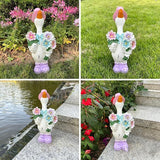 Outdoor Solar-Powered Goose Statue – Garden Goose Decor with Solar Light, Resin Solar Garden Statue Waterproof for Lawn Patio Porch Yard– Goose Figurine Gift for Mom, Grandma, Women Garden Lovers