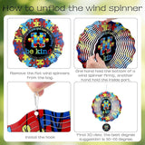 Hanging Wind Spinners Outdoor - Autism Metal 3D Wind Spinner 12 Inch Kinetic Spinning Decor for Patio Lawn Garden Indoor Balcony Stainless Steel Ornaments Art Gifts for Women Men Friends