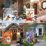 Louise Maelys All Season Holiday Garden Flag Set of 12 Seasonal 12x18 Inch Double Sided Welcome Small Burlap with Anti-Wind Clip and Stopper Spring Fall Winter Yard Decor Outdoor Outside House Sign