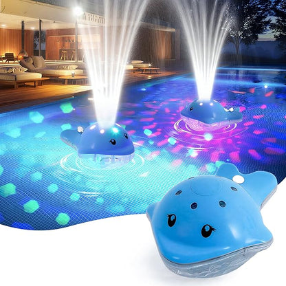 Floating Pool Fountain with Adjustable Colorful LED Light Show Waterfall Spray Timer Feature, Floating Light Party Decor for Above Ground Swimming Pool Pond Garden Patio Outdoor