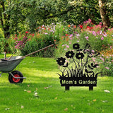 Personalized Metal Flowers Garden Signs with Stake, Custom Garden Signs for Outside Waterproof, Customized Name Sign Yard Lawn Gardens Decor Gardening Gifts for Moms Grandmas Gardeners