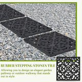 Pangda 8 Pcs Rubber Stepping Stones Outdoor Garden Walkway, 12 x 12 Inch Heavy Duty Pathway Pavers Retro Decorative Stepping Stones for Outside Landscaping Yard Lawn Path(Black,Cross Square)