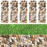 River Rock Stepping Stones Outdoor for Garden Walkway, 5 Pcs 12" L x 4" W Rectangle Shape Paver Step Stones Polished Pebble River Stone Mat for Yard Lawn Patio Pathway Walk Way - Multi-color