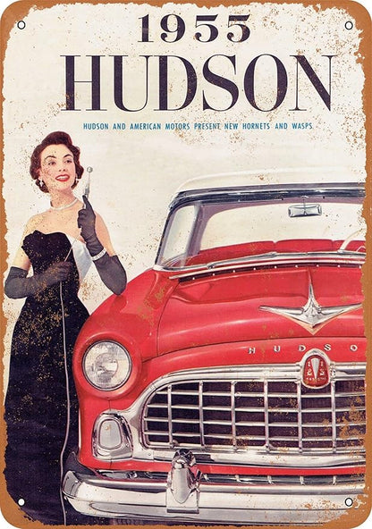 7 x 10 METAL SIGN - 1955 Hudson Hornets and Wasps - Vintage Rusty Look