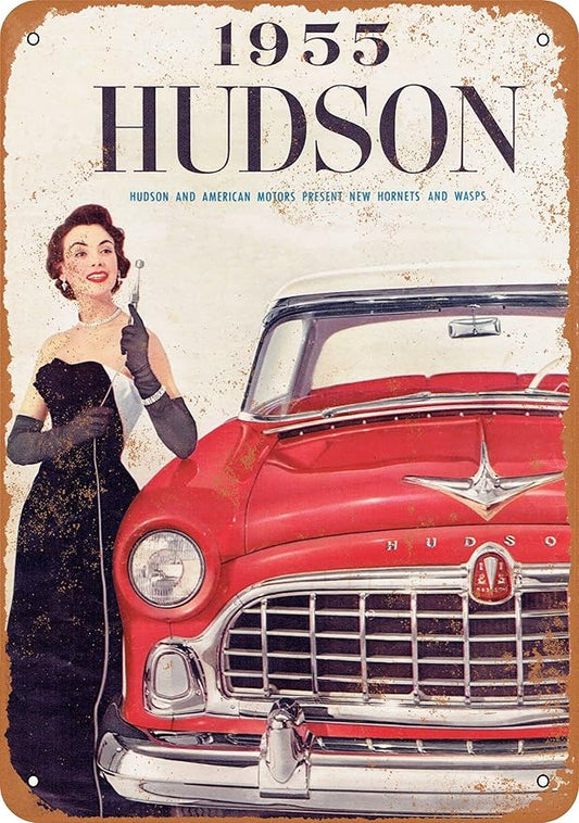 7 x 10 METAL SIGN - 1955 Hudson Hornets and Wasps - Vintage Rusty Look