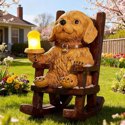 IVCOOLE Solar Dog Statue, Dog Garden Statues, Outdoor Dog Decorations for Patio Porch Yard and Lawn, Resin Dog Figurines with Solar Lantern, Dogs Lovers Gifts for Mom Grandma Women Housewarming