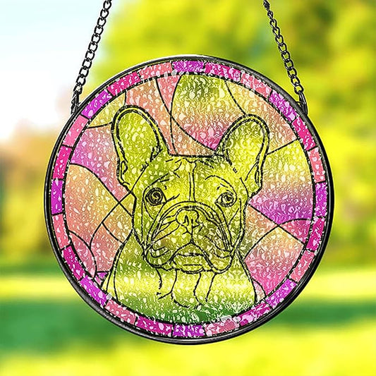 Personalized Pet Portrait Suncatcher Stained Glass Dog Ornament Remembrance Gifts for Dogs Lovers, Pet Memorial Gift for Dogs Memorial Gifts for Loss of Dog, Loss Sympathy Gift Window Hanging