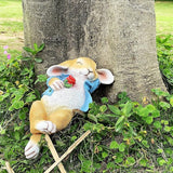 iRonrain Garden Statues Rabbit, Fantasy Bunny Outdoor Art Décor Animal Figurines Ornament for Thanksgiving Day, Christmas Statue Decorations for Garden Yard Lawn Indoor Sculpture (Blue)