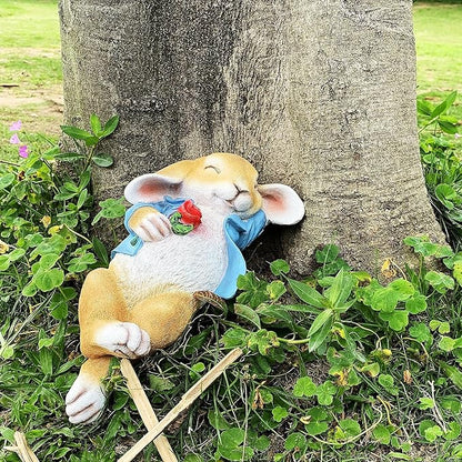 iRonrain Garden Statues Rabbit, Fantasy Bunny Outdoor Art Décor Animal Figurines Ornament for Thanksgiving Day, Christmas Statue Decorations for Garden Yard Lawn Indoor Sculpture (Blue)