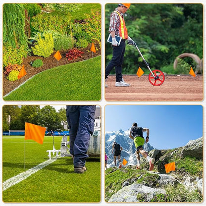 IKAYAS 4x5x15 Inch Orange Small Marking Flags, 100 Pack - Lawn, Garden, Survey, Yard Markers, Irrigation, Landscape Flags