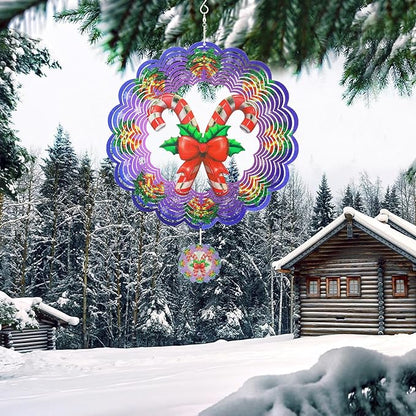 Wind Spinners Outdoor Christmas Candy Cane - Birthday Gifts for Women Mom Grandma, Hanging Wind Sculptures 12 inch 3D Wind Spinner for Garden Decor for Outside, Garden, Patio, Yard, Outdoor
