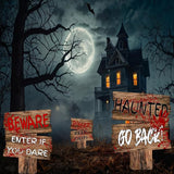 Large Beware Danger Haunted Keep Out Halloween Yard Sign Home Outdoor Lawn Decoration With Stakes Scary Spooky Decor 17x13 Inches (Haunted)