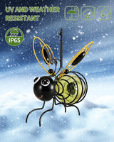 iStatue Solar-Powered Hanging Bee Light - Metal LED Outside Bugs with Bouncy Springs - Solar Fairy Lights for Outside Garden Decor Backyard Balcony Porch Spring Decoration (Yellow)