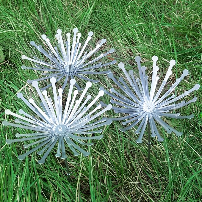 Metal Flowers - Unique Dandelion Design Outdoor Garden Stakes, Durable Weather-Resistant Steel, Easy Installation, Large Yard Art for Plants and Small Decorations, Ideal for Garden Enthusiasts
