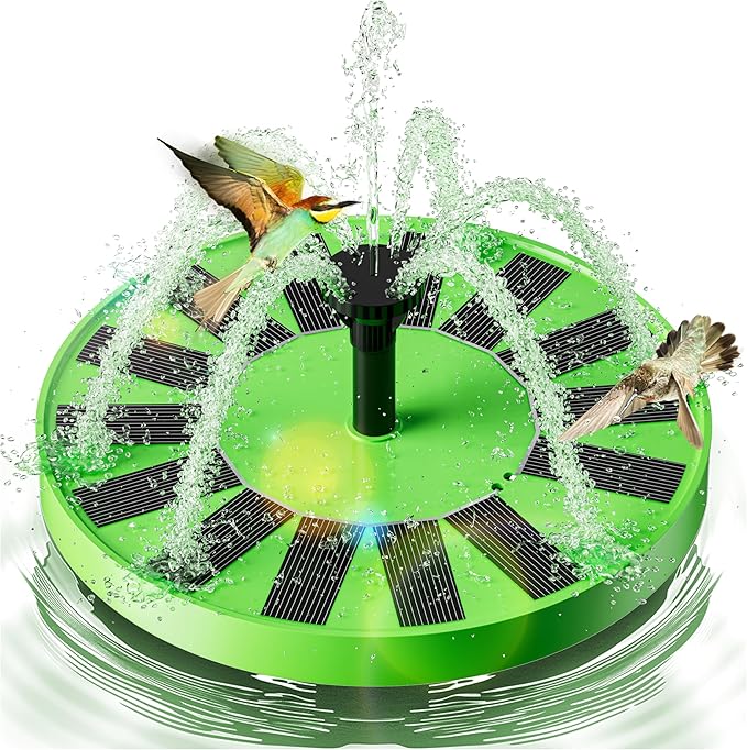 2.5W Solar Bird Bath Fountain – Upgraded Solar Pond Fountain with 6 Nozzles,Solar Fountain for Bird Bath, Pond, Garden Decor (Green)