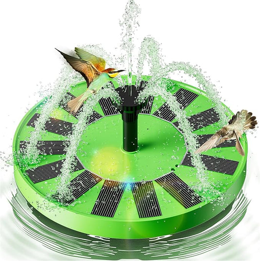 2.5W Solar Bird Bath Fountain – Upgraded Solar Pond Fountain with 6 Nozzles,Solar Fountain for Bird Bath, Pond, Garden Decor (Green)