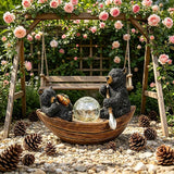 Rezpuao Garden Statue of Bear,Garden Decor Bear Figurine,Bears Outdoor Statue,Solar Decor for Patio,Balcony,Yard,Lawn Ornament
