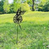 Flower Fairy Dancing with Dandelion Garden Sculpture,Angel Metal Ornaments Stainless Steel Statue Decorations,Wonderland Outdoor Yard Lawn Patio Stakes Sculptures Decor (E)
