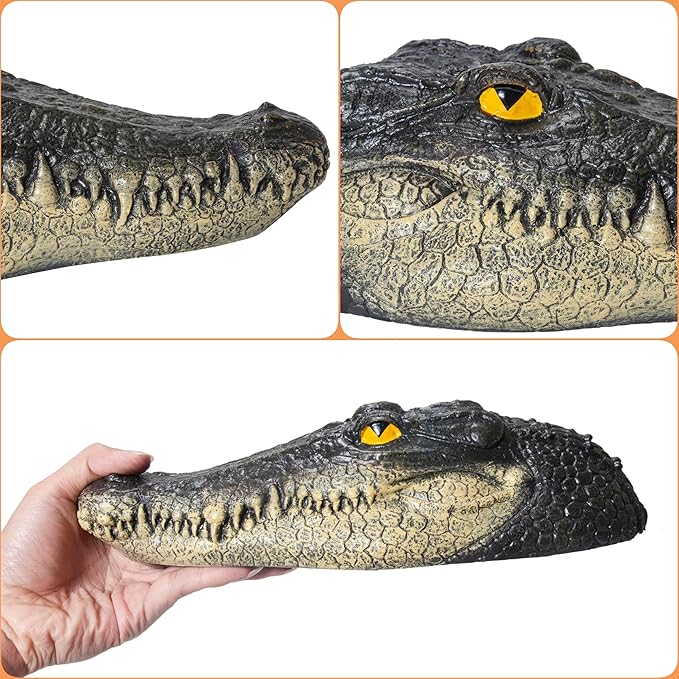 LUEUR Floating Alligator Head Garden Decor for Ponds & Pools – Realistic Crocodile Head Floating Ornament, Decorative Alligator Accent for Outdoor Water Features, Yard & Landscape Decoration