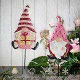 TERESA'S COLLECTIONS Valentines Decorations Outdoor for Home, 2Pcs Metal Gnomes Decor Garden Stakes, Valentine Yard Stakes Gifts for Her Him, Welcome Yard Signs for Outside Lawn Porch Patio, 23"