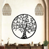 Bellaa 20247 Metal Wall Art Tree of Life Modern Contemporary Indoor Living Room Outdoor Garden Patio 3D Sculptures Plaque Home Decor Rustic Distressed Iron 24 inch