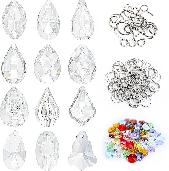 kanpura DIY Suncatchers 164pcs Sun Catchers Making Kit for Adults Clear Hanging Prism Sun Catcher with Crystals Rainbow Maker for Window Wedding Garden Christmas Decor