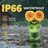 Outdoor Frog Garden Statue: Yard Decoration with Solar Light Funny Frog Sunflower Gifts for Women Mother's Day Housewarming Gift