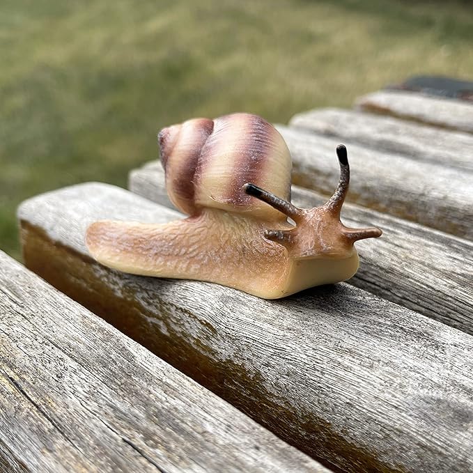 Snail Figurine Toy Mini Animal Figures for Fairy Garden, Mushrooms, Micro Landscape Decor (Light Color)