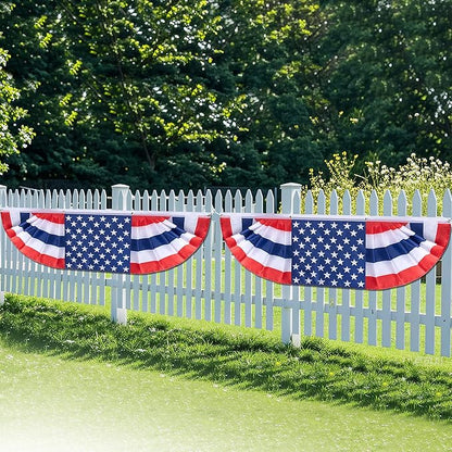 EBaokuup 3 Pcs 5 x 1.5 Ft Long Pleated American Flag Bunting,Traditional Patriotic American Bunting Flags for 4th of July,USA Pleated Fan Flag for Independence Day Garden Outdoor Decor